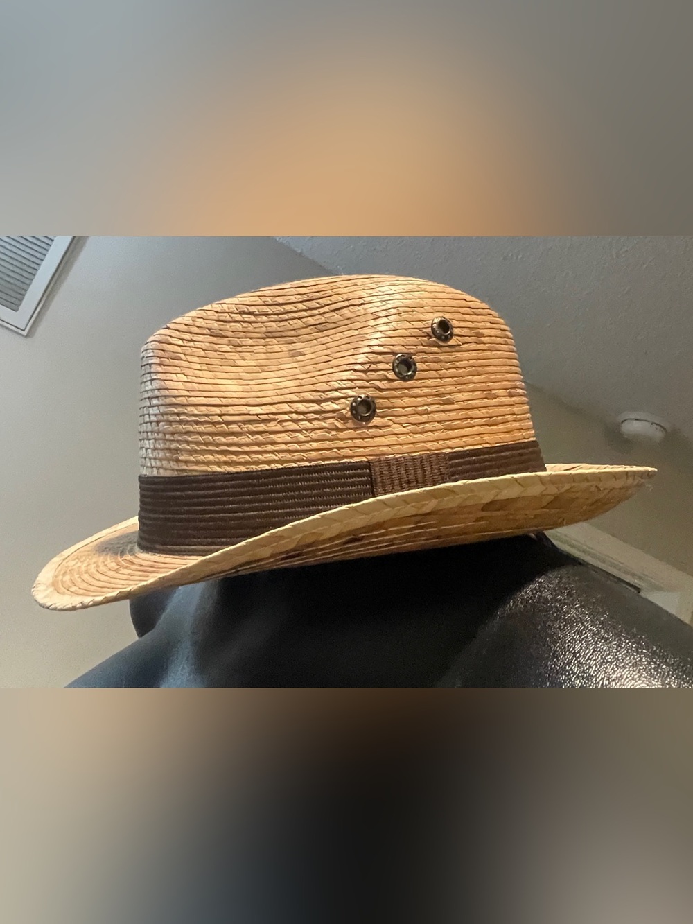 Wave Cintilla de Palma Straw Fedora Hat with Dark Brown Band - Picture 2 of 8